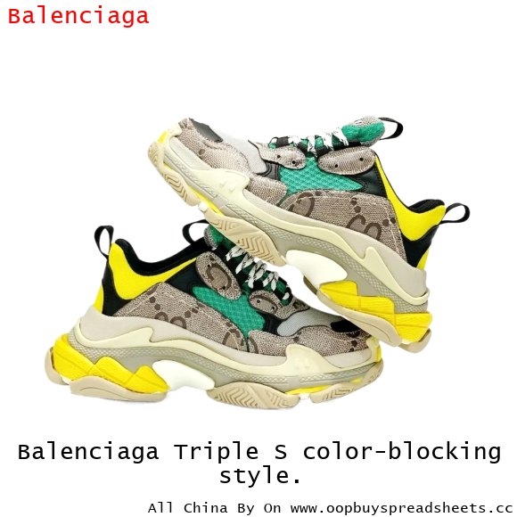 Balenciaga Triple S color-blocking style.