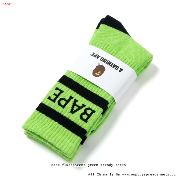 Bape fluorescent green trendy socks