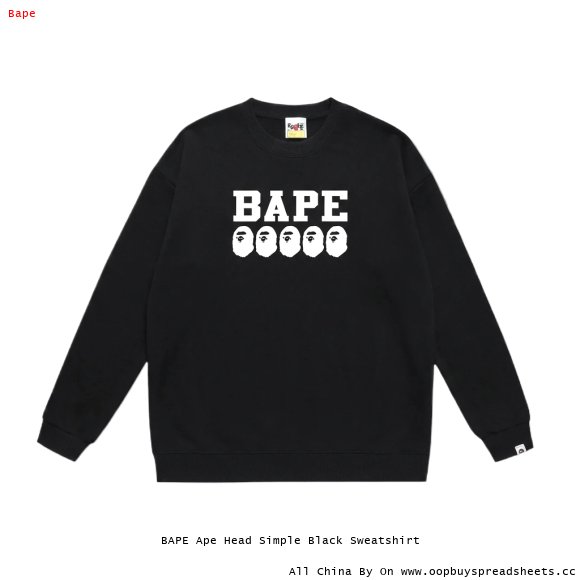 BAPE Ape Head Simple Black Sweatshirt