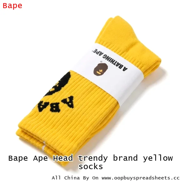 Bape Ape Head trendy brand yellow socks