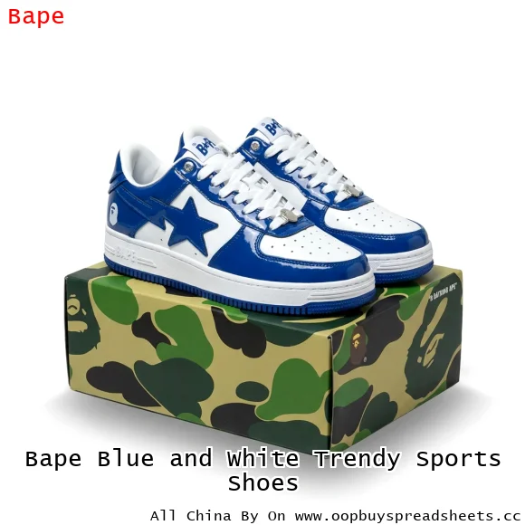 Bape Blue and White Trendy Sports Shoes