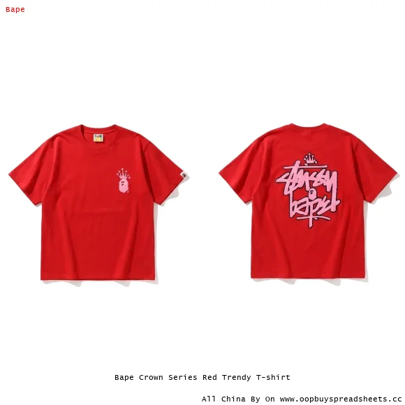 Bape Crown Series Red Trendy T-shirt