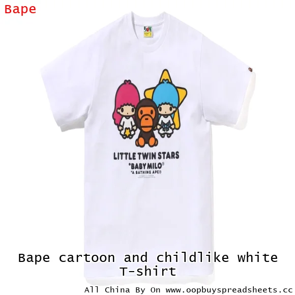 Bape cartoon and childlike white T-shirt