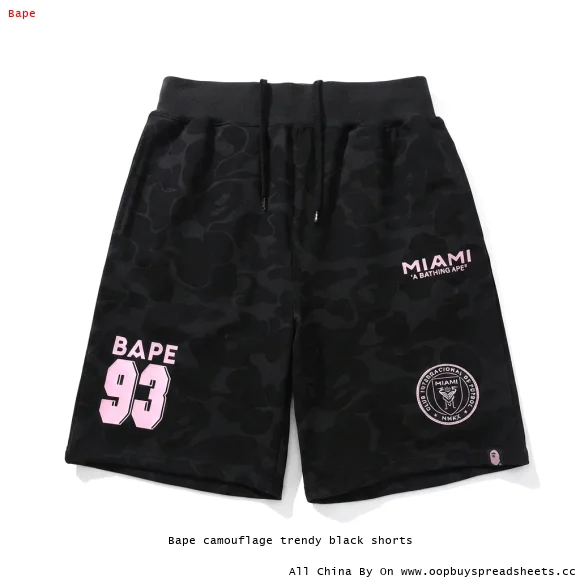 Bape camouflage trendy black shorts