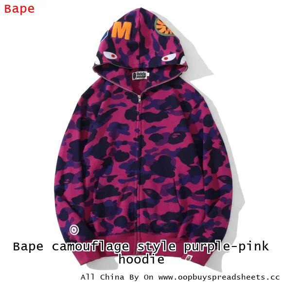 Bape camouflage style purple-pink hoodie