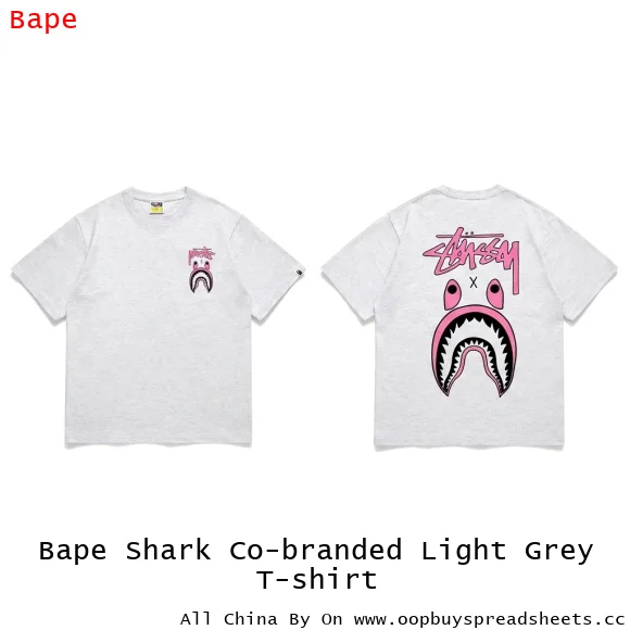 Bape Shark Co-branded Light Grey T-shirt