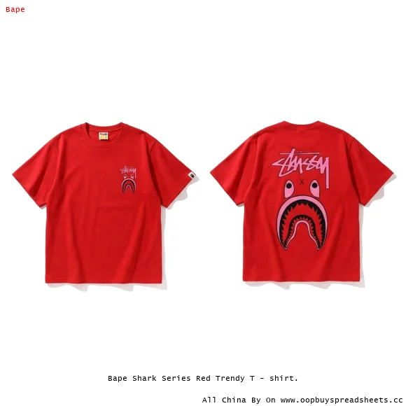 Bape Shark Series Red Trendy T - shirt.