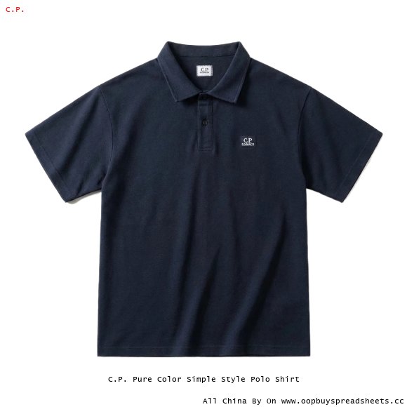 C.P. Pure Color Simple Style Polo Shirt