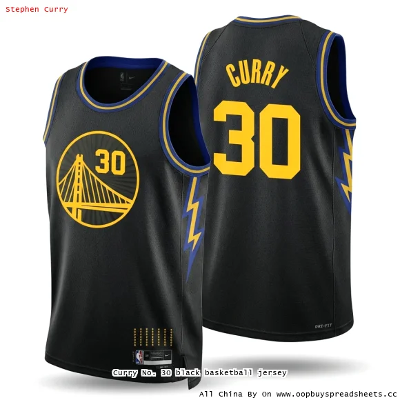 Curry No. 30 black basketball jersey