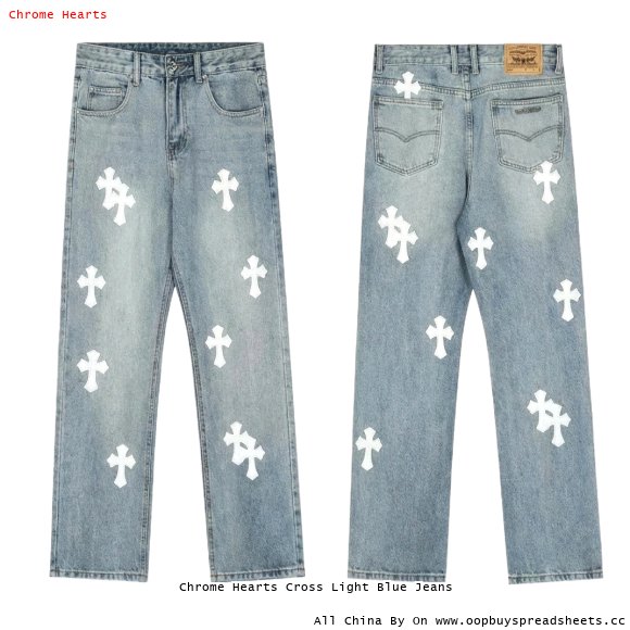 Chrome Hearts Cross Light Blue Jeans