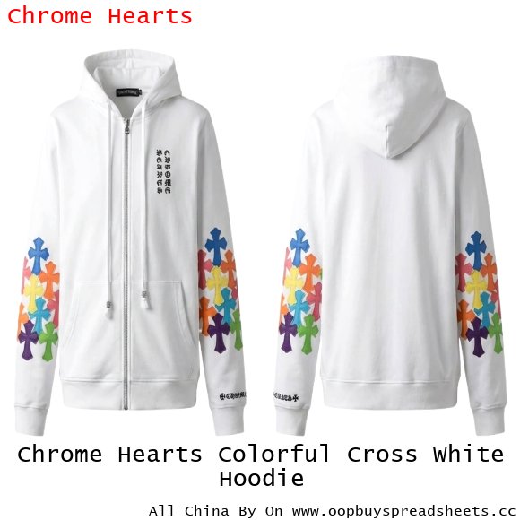 Chrome Hearts Colorful Cross White Hoodie