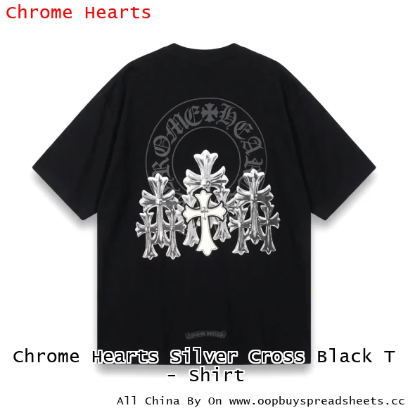 Chrome Hearts Silver Cross Black T - Shirt