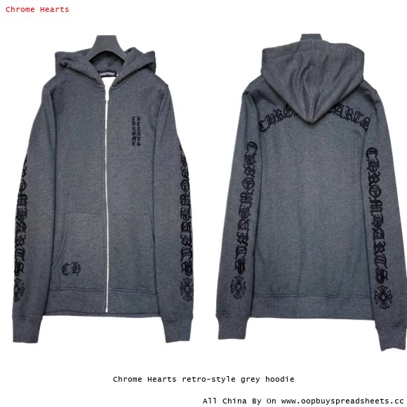 Chrome Hearts retro-style grey hoodie