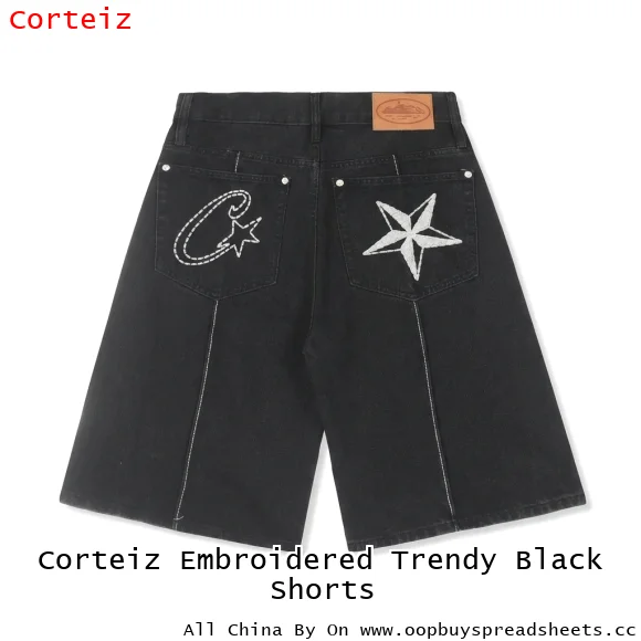 Corteiz Embroidered Trendy Black Shorts