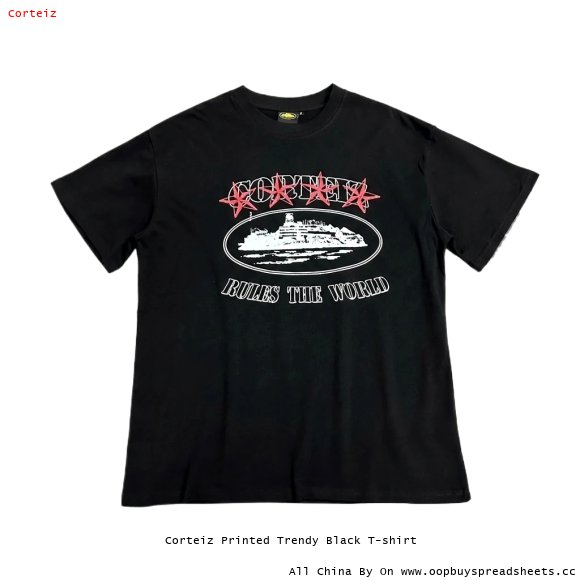 Corteiz Printed Trendy Black T-shirt
