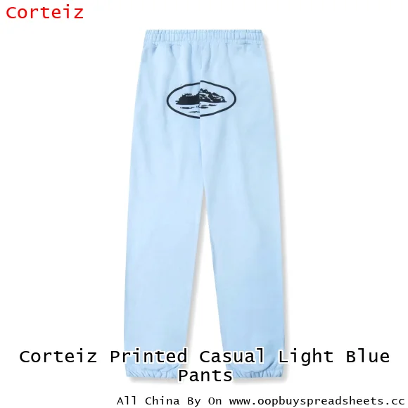 Corteiz Printed Casual Light Blue Pants