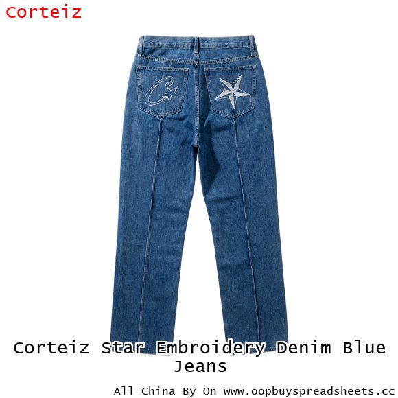 Corteiz Star Embroidery Denim Blue Jeans
