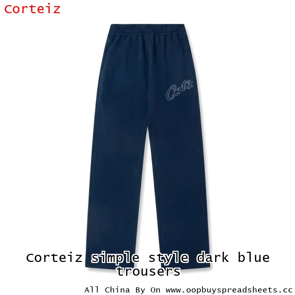 Corteiz simple style dark blue trousers