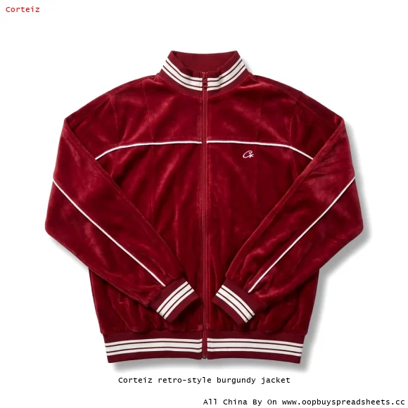Corteiz retro-style burgundy jacket