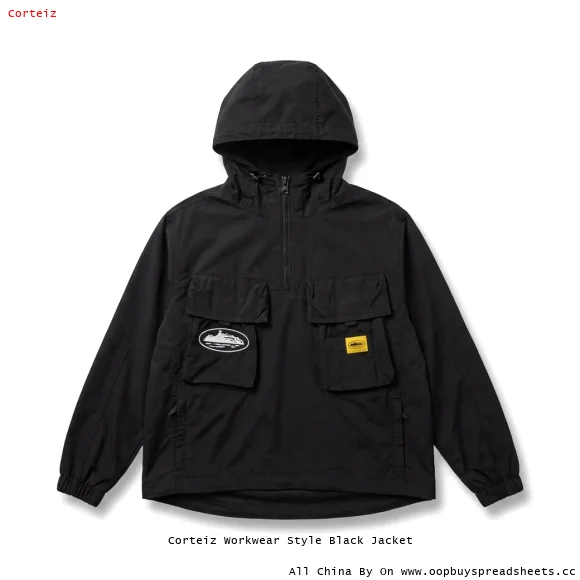 Corteiz Workwear Style Black Jacket