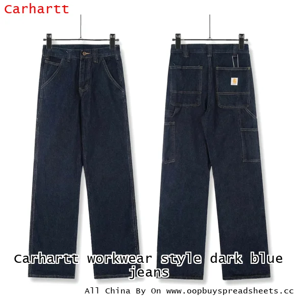 Carhartt workwear style dark blue jeans