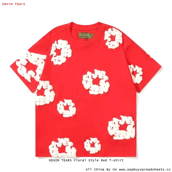 DENIM TEARS Floral Style Red T-shirt
