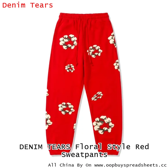 DENIM TEARS Floral Style Red Sweatpants