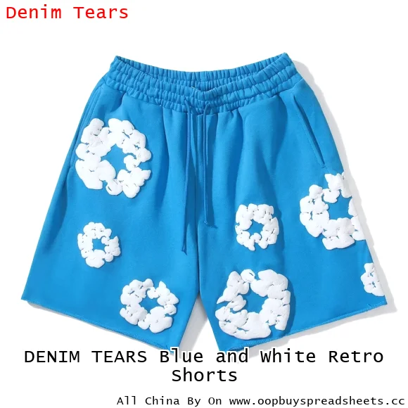 DENIM TEARS Blue and White Retro Shorts