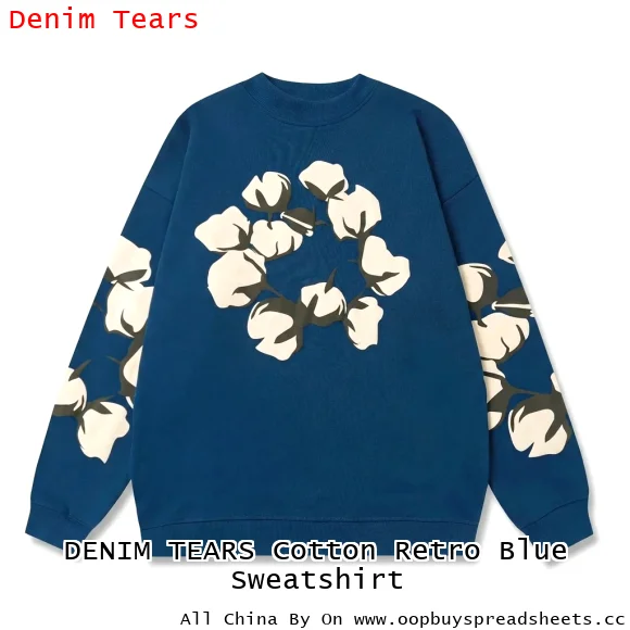 DENIM TEARS Cotton Retro Blue Sweatshirt
