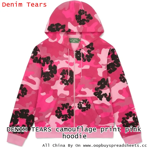 DENIM TEARS camouflage print pink hoodie