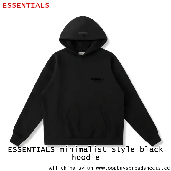 ESSENTIALS minimalist style black hoodie