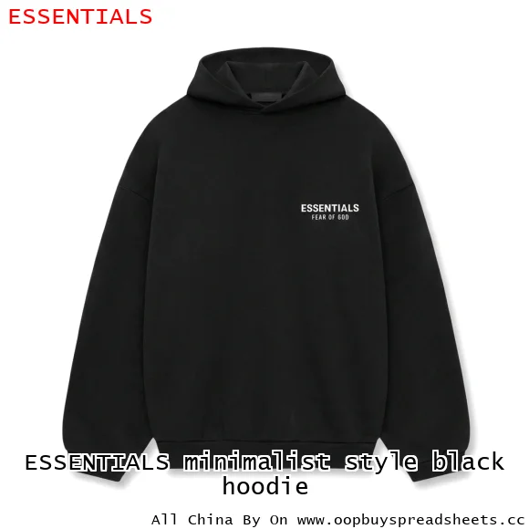 ESSENTIALS minimalist style black hoodie