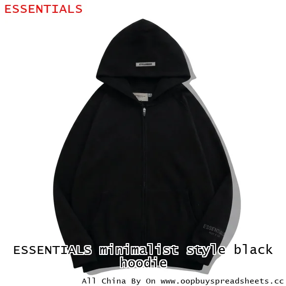 ESSENTIALS minimalist style black hoodie