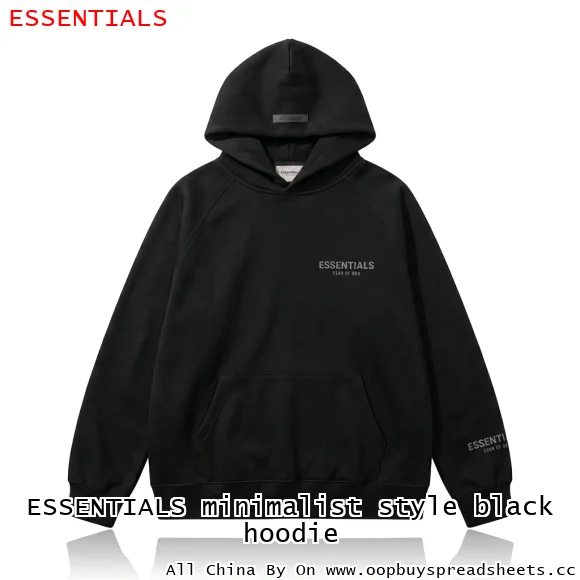 ESSENTIALS minimalist style black hoodie