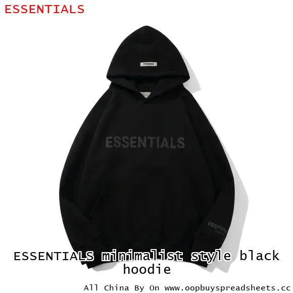 ESSENTIALS minimalist style black hoodie