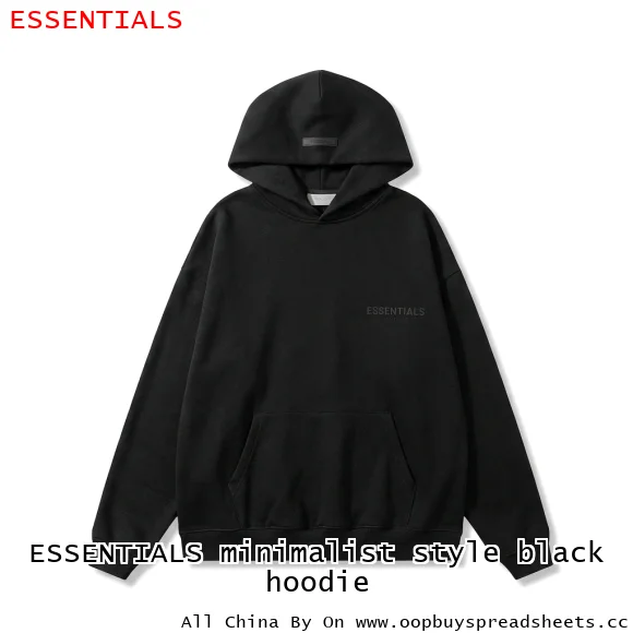 ESSENTIALS minimalist style black hoodie
