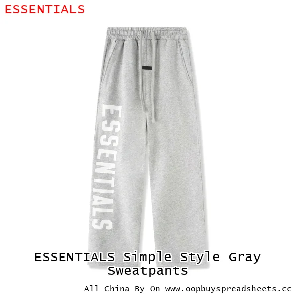 ESSENTIALS Simple Style Gray Sweatpants
