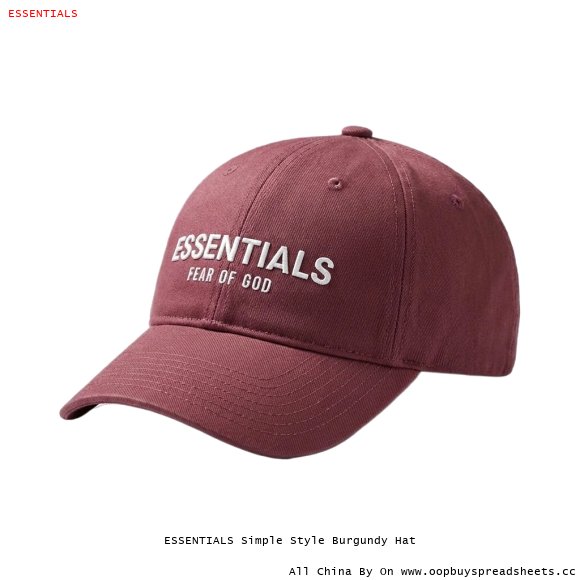 ESSENTIALS Simple Style Burgundy Hat