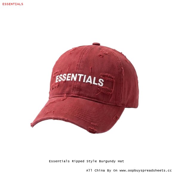 Essentials Ripped Style Burgundy Hat