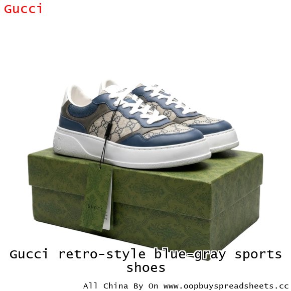 Gucci retro-style blue-gray sports shoes