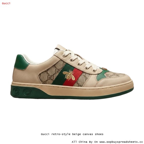 Gucci retro-style beige canvas shoes