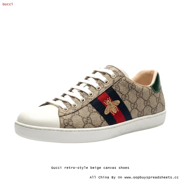Gucci retro-style beige canvas shoes