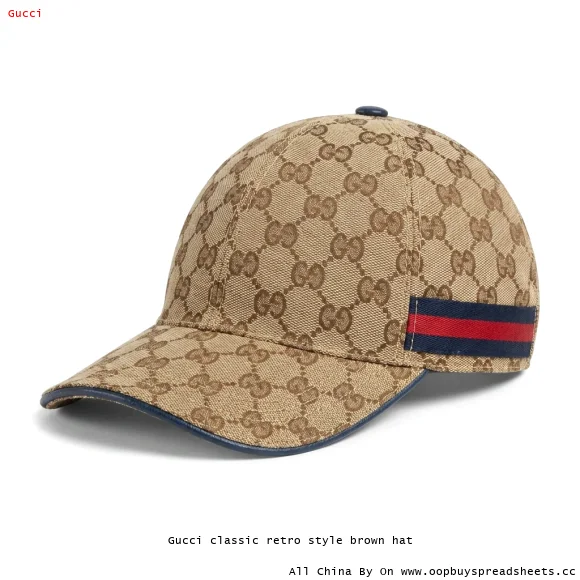 Gucci classic retro style brown hat