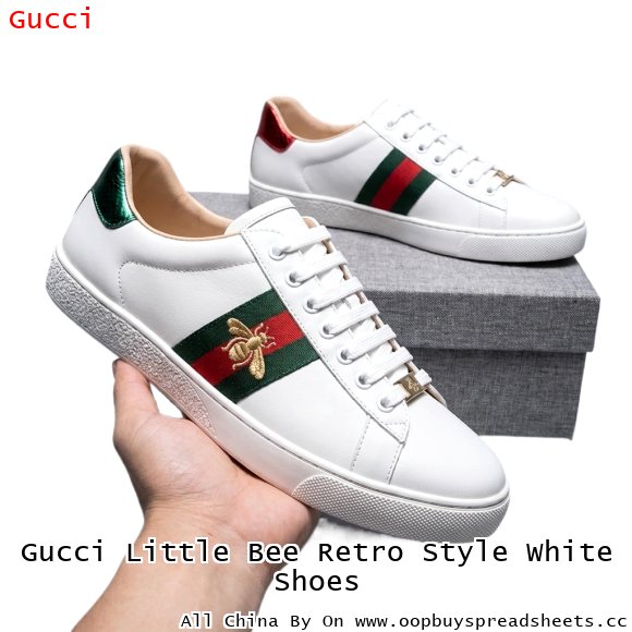 Gucci Little Bee Retro Style White Shoes