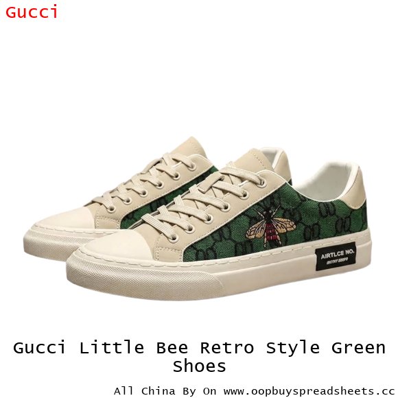 Gucci Little Bee Retro Style Green Shoes