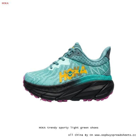 HOKA trendy sporty light green shoes