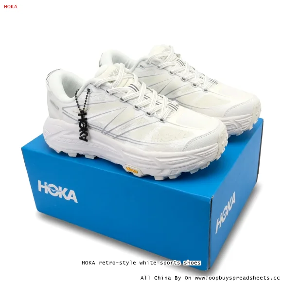 HOKA retro-style white sports shoes