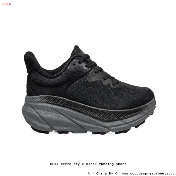HOKA retro-style black running shoes