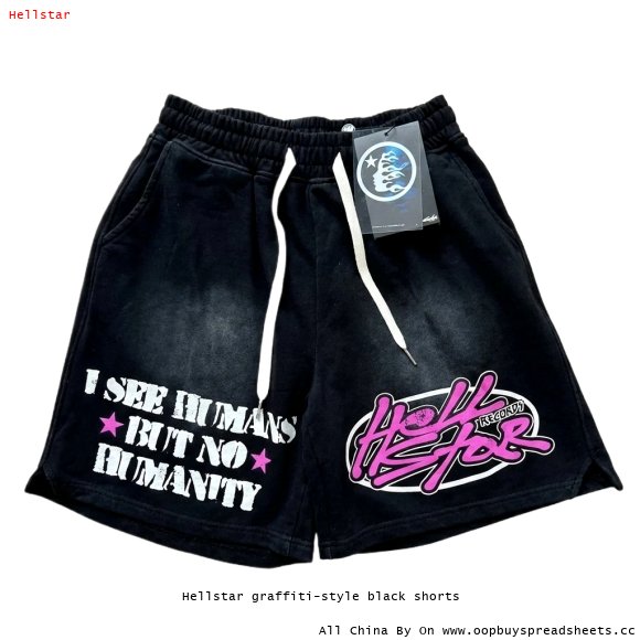 Hellstar graffiti-style black shorts