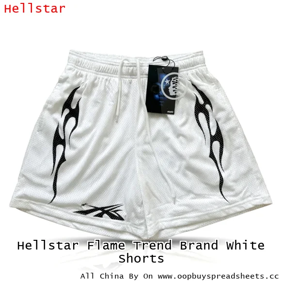 Hellstar Flame Trend Brand White Shorts